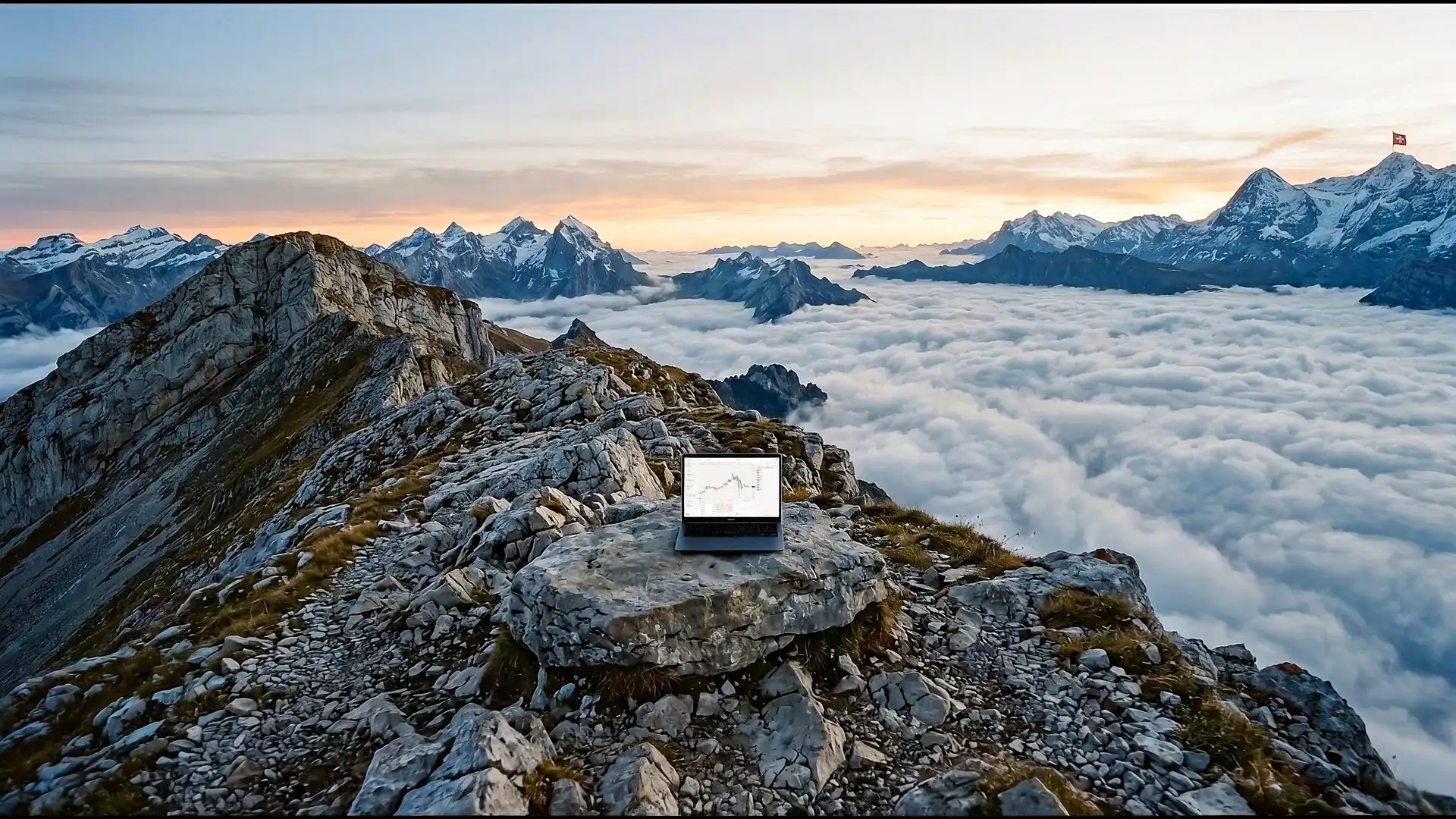Predm terminal on a laptop above a sea of clouds